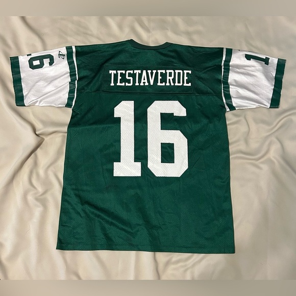 Vintage LogoAthletic New York Jets VINNY TESTAVERDE Jersey #16 - L - Picture 2 of 15